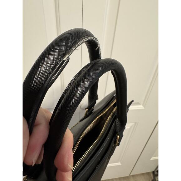 Miztique Black Leather Satchel Doctor Bag with Gold Metal Zipper - Picture 9 of 11